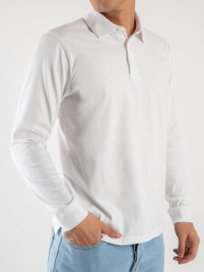 OVER-D Polo manica lunga in cottone premium OE1S2S4O03 Bianca (3)