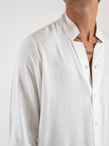 BLACK SUNDAY Camicia senza collo in viscosa GP2097 Bianca (1)