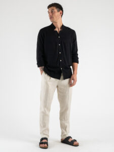 BLACK SUNDAY Camicia senza collo in viscosa GP2097 Nero (2)