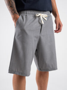 Bermuda in poliviscosa morbido con coulisse in vita 22PU21 Grigio (2)