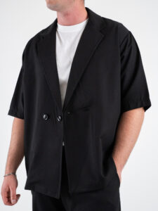 Coordinato Giacchetta over un petto e mezzo+ Pantalone baggy TT135 Nero (3)