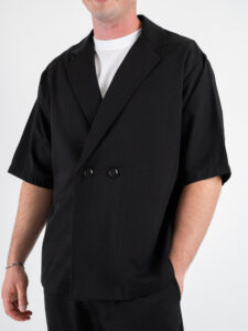 Coordinato Giacchetta over un petto e mezzo+ Pantalone baggy TT135 Nero (5)