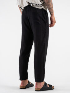 ESTASI Pantalaccio morbido in lino con coulisse in vita PAPEETE Nero (5)
