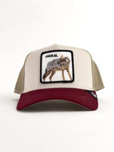 GOORIN BROS Cappellino beige con becca bordeaux e patch in pelle bianca stampa JACKAL (2)