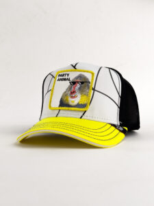 GOORIN BROS Cappellino bianco limited edition con patch bianca stampa scimmia CP PARTY ANIMAL (1)