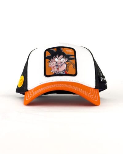 CAPSLAB Cappellino bianco Dragon Ball con visiera arancio e patch GOKU Bambino
