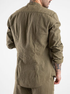 IMPERIAL Camicia in misto lino con collo coreana C1CHFRR56N Army (1)