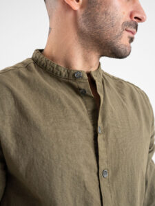IMPERIAL Camicia in misto lino con collo coreana C1CHFRR56N Army (4)