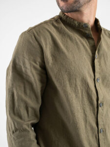 IMPERIAL Camicia in misto lino con collo coreana C1CHFRR56N Army (5)