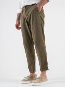 IMPERIAL Pantalone chinos in misto lino PA26FRR56N Army (1)