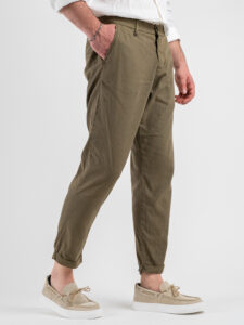 IMPERIAL Pantalone chinos in misto lino PA26FRR56N Army (2)