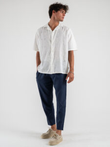 ONLY&SONS Camicia a mezza manica in cotone traforato ARON 22029114 Bright White (2)