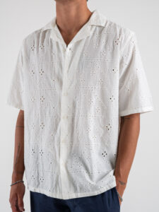 ONLY&SONS Camicia a mezza manica in cotone traforato ARON 22029114 Bright White (3)