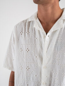 ONLY&SONS Camicia a mezza manica in cotone traforato ARON 22029114 Bright White (4)