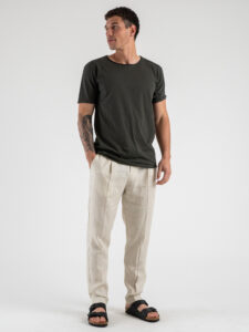OVER-D Pantalaccio da abito Slim Fit in lino con coulisse in vita OE1S2S4P38 Sabbia
