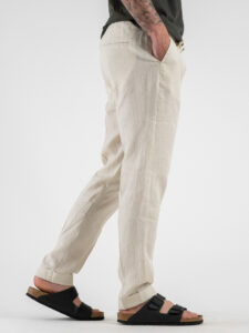OVER-D Pantalaccio da abito Slim Fit in lino con coulisse in vita OE1S2S4P38 Sabbia (5)