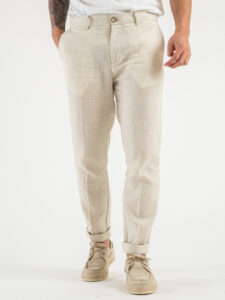 OVER-D Pantalone chinos da abito in Lino OE1S2S4P37 Sabbia (1)
