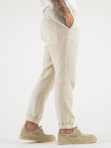 OVER-D Pantalone chinos da abito in Lino OE1S2S4P37 Sabbia (4)