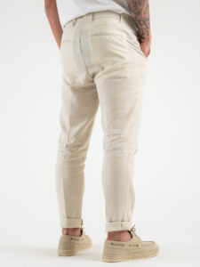 OVER-D Pantalone chinos da abito in Lino OE1S2S4P37 Sabbia (5)