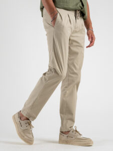 OVER-D Pantalone jogger con coulisse e bottone in vita OE1S2S4P02 Beige (4)