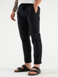 OVER-D Pantalone jogger con coulisse e bottone in vita OE1S2S4P02 Nero (4)