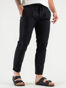 OVER-D Pantalone jogger con coulisse e bottone in vita OE1S2S4P02 Nero (5)