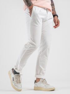 OVER-D Pantalone jogger con coulisse e bottone in vita OE1S2S4P02 Panna (3)