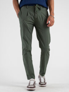OVER-D Pantalone jogger con coulisse e bottone in vita OE1S2S4P02 Verde (1)