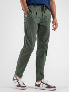 OVER-D Pantalone jogger con coulisse e bottone in vita OE1S2S4P02 Verde (3)