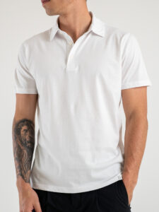 OVER-D Polo mezza manica in cotone premium OE1S2S4O02 Bianca (4)