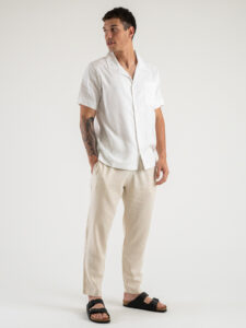Pantalaccio morbido in lino con coulisse in vita CS4012E Beige