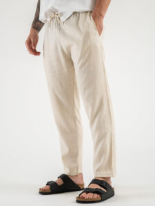 Pantalaccio morbido in lino con coulisse in vita CS4012E Beige (3)