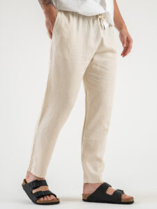 Pantalaccio morbido in lino con coulisse in vita CS4012E Beige (4)