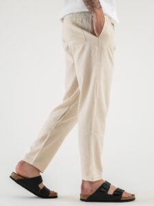 Pantalaccio morbido in lino con coulisse in vita CS4012E Beige (5)