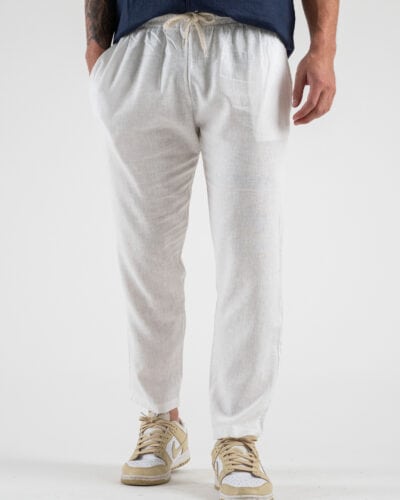 Pantalaccio morbido in lino con coulisse in vita CS4012E Bianco 2 Nuovi Arrivi