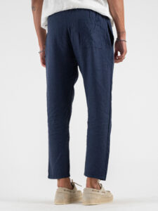 Pantalaccio morbido in lino con coulisse in vita CS4012E Blu (1)
