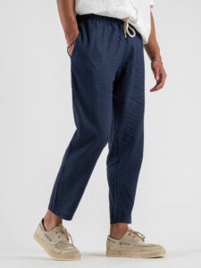 Pantalaccio morbido in lino con coulisse in vita CS4012E Blu (4)