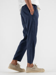 Pantalaccio morbido in lino con coulisse in vita CS4012E Blu (5)