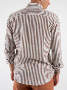 AKIRO’ Camicia in misto lino a righe con colletto VENTURA 1 Moro (1)