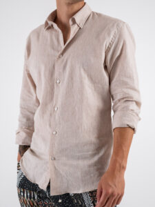 AKIRO’ Camicia tinta unita in lino DM0129 Beige (3)