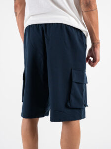 Bermuda con tasche laterali in poliviscosa morbido con coulisse in vita BELLINGHAM Blu (1)