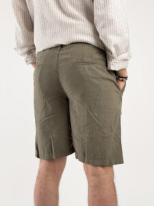 Bermuda in misto lino con elastico in vita KK903 Army Green (1)