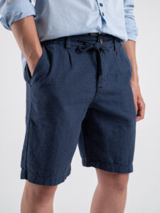 Bermuda in misto lino con elastico in vita KK903 Blue Denim (3)
