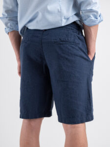 Bermuda in misto lino con elastico in vita KK903 Blue Denim (4)