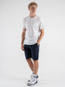 Bermuda in misto lino con elastico in vita KK903 Navy (2)