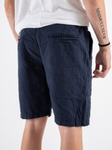 Bermuda in misto lino con elastico in vita KK903 Navy (4)