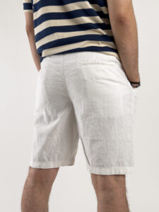 Bermuda in misto lino con elastico in vita KK903 White (1)