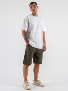 Bermuda in poliviscosa con elastico in vita KANE Verde Militare (2)