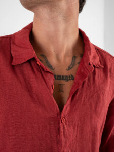 Camicia in lino con colletto 6604 Bordeaux (1)