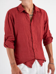 Camicia in lino con colletto 6604 Bordeaux (3)